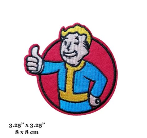 FALLOUT GAME VAULT Boy Thumbs Up Pose Logo Symbol Red Embroidered Iron ...