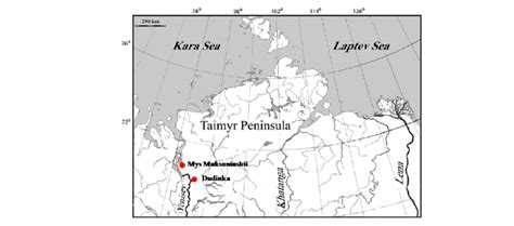 Map of the Taimyr (Taymyr) Peninsula showing the study area. | Download ...