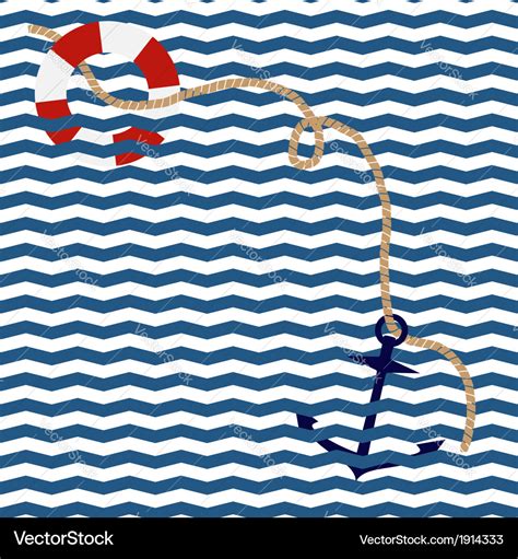 Nautical background with anchor and lifebuoy Vector Image