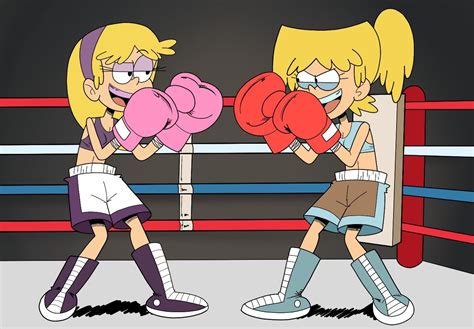 two cartoon characters are boxing in the ring