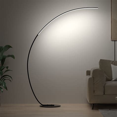 RGBW Modern Arc Floor Lamp with Remote 69.99 inch Dimmable Black Led for Bedroom Living Room ...