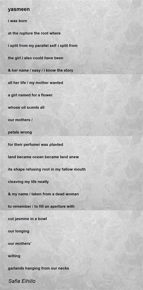 yasmeen - yasmeen Poem by Safia Elhillo