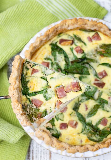 Ham and Cheese Quiche Recipe with Spinach - Linger