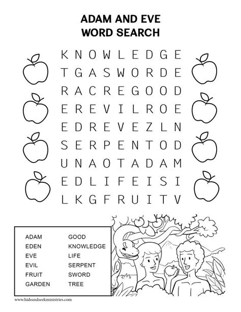 Adam And Eve Worksheet Kids