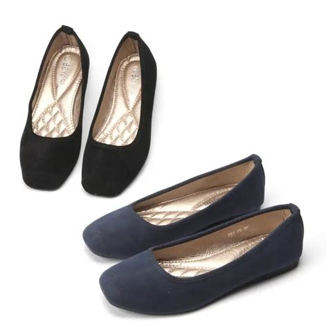 Plus Size 40 41 Women Square Toe Flats Fashion Black Suede Loafer Shoes ...