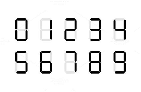 the numbers from 0 to 9 are shown in black and white