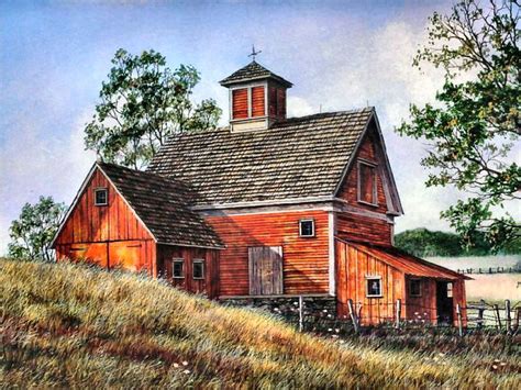 The Red Barn by Fred Swan | Barn painting, Barn art, Barn pictures