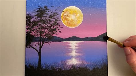Full Moon Painting / Acrylic Painting for Beginners / STEP by STEP - YouTube