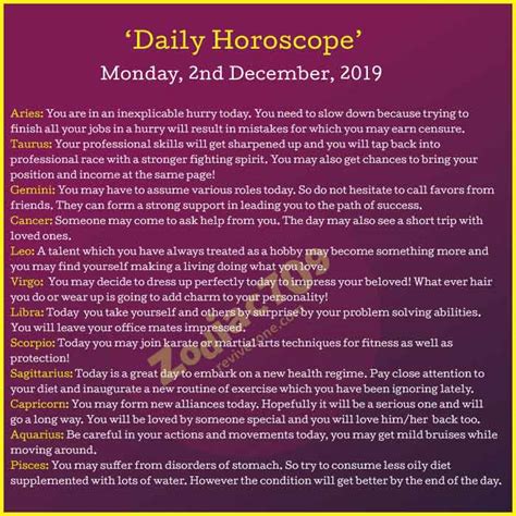 2nd December 2019 Horoscope - Revive Zone