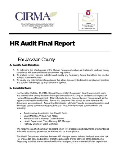 HR Audit Report - 10+ Examples, Format, Pdf