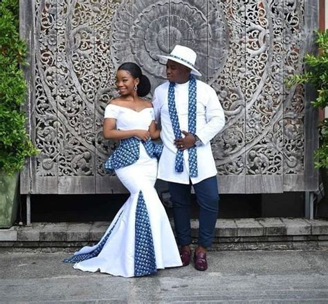 Blue and white Traditional Attire for couples | Dresses Images 2022 | Page 2