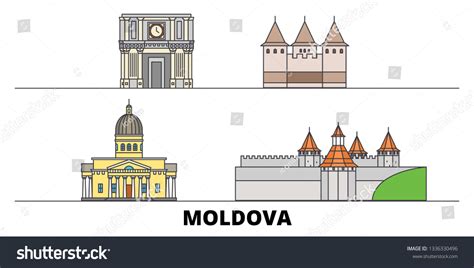 Moldova Flat Landmarks Vector Illustration Moldova Stock Vector ...