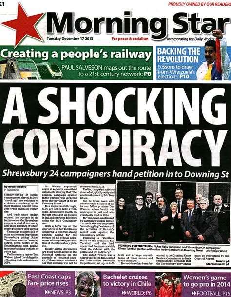 Front Page of The Morning Star|The Official Shrewsbury 24 Campaign