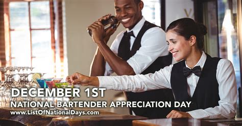 National Bartender Appreciation Day - List of National Days