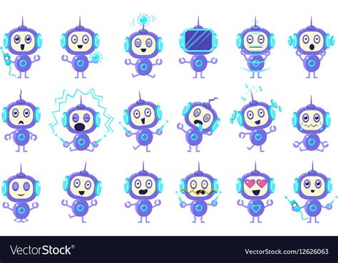 Robot Different Emotions Set Royalty Free Vector Image