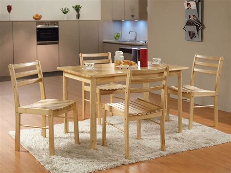 5 Piece Natural Wood Transitional Kitchen Dining Dinette Table & Four Chairs Set | Kitchen ...