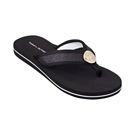 Tommy hilfiger Women's Carma Glitter Flip Flops in Black | Lyst