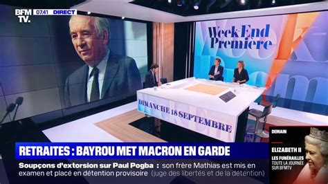 François Bayrou met en garde Emmanuel Macron contre tout "passage en force" de la réforme des ...