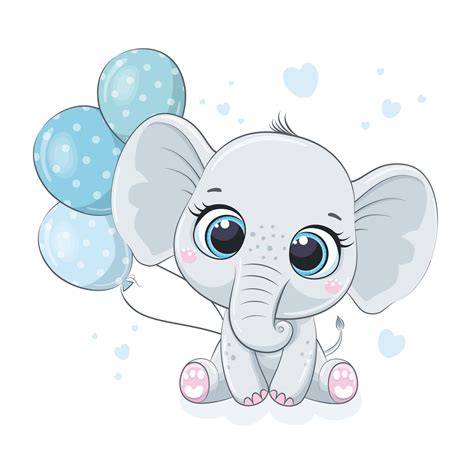 Cute baby elephant with balloons. Vector illustration. 3293036 Vector Art at Vecteezy