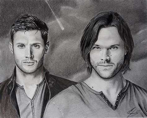 Supernatural 9 Dean and Sam Drawing by John Hernandez - Fine Art America