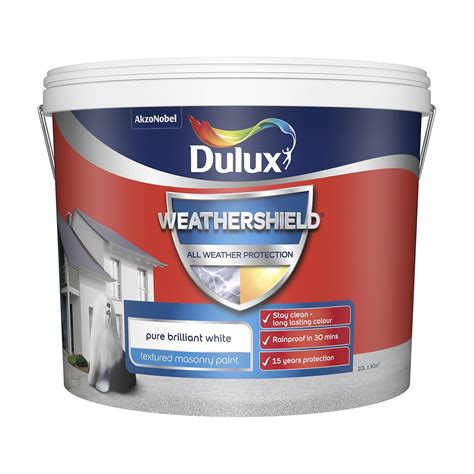 Dulux Weathershield Textured Masonry Paint - Pure Brilliant White - 10L ...