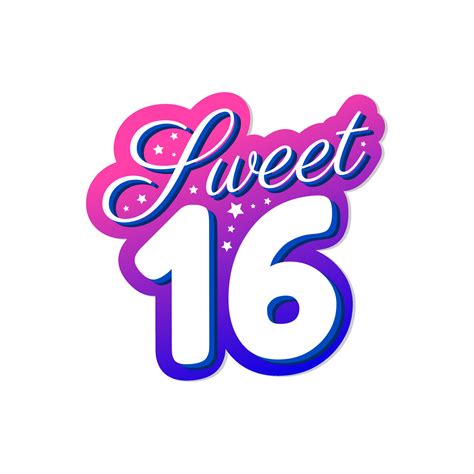 Sweet sixteen word sticker girl birthday sticker icon label design vector 6689631 Vector Art at ...