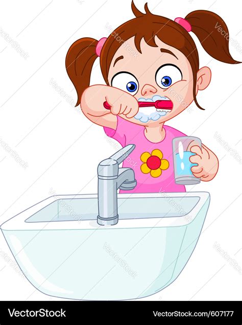 Girl brushing teeth Royalty Free Vector Image - VectorStock