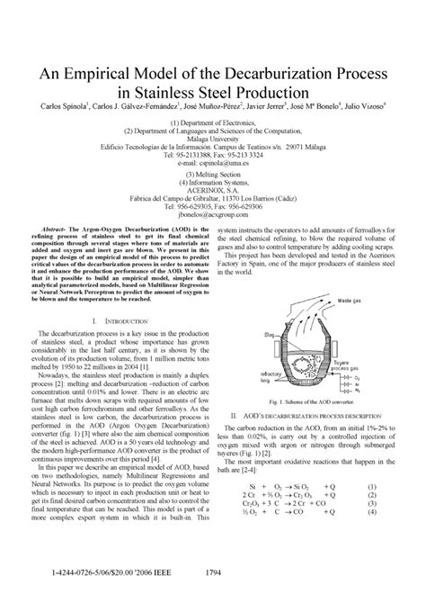 (PDF) An Empirical Model of the Decarburization Process in Stainless Steel Production