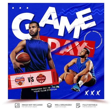 Premium PSD | Basketball gameday schedule social media post template