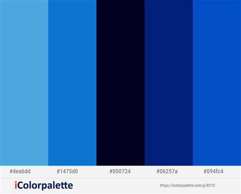 Blue Color Palette - Havelock Blue, Denim, Black Pearl, Catalina Blue, Science Blue