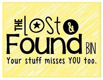 Lost and Found Sign - Colorful and Black and White Versions | Lost & found, Classroom lesson ...