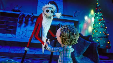 The Nightmare Before Christmas Jack Skellington In Santa Dress With Blue Background 4K HD Movies ...