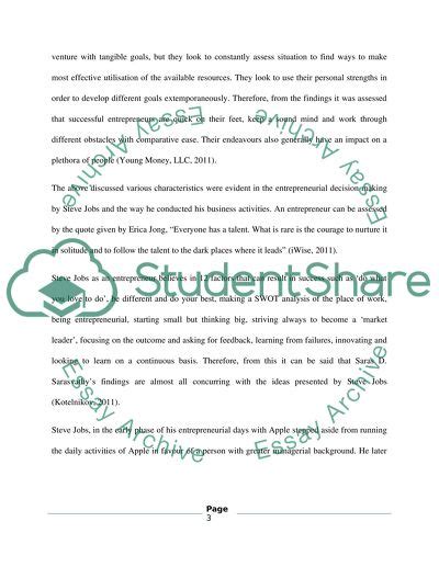 Analysis of Steve Jobs as an entrepreneur Essay Example | Topics and Well Written Essays - 500 words