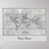 Black And White Old World Map Bartholomew's Chart | Zazzle