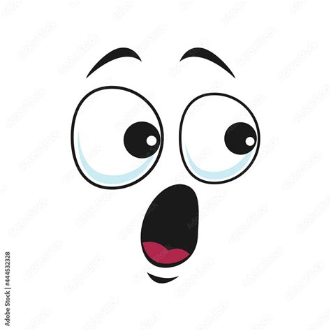 Open-eyed surprised emoticon isolated emoji icon with wide open mouth. Vector frightened ...