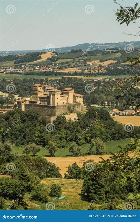 Torrechiara Castle stock image. Image of countryside - 121594359