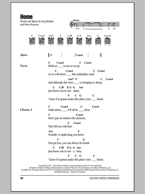 Home by Phillip Phillips Sheet Music for Guitar Chords/Lyrics at Sheet Music Direct