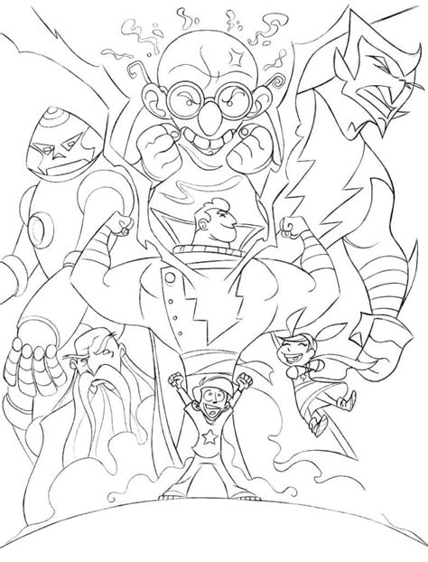 Shazam and Villains coloring page - Download, Print or Color Online for Free