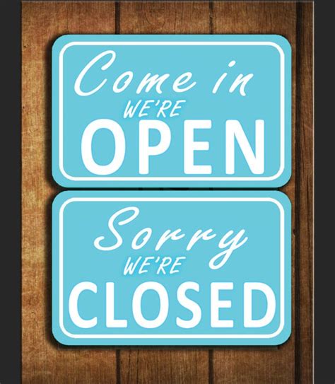 OPEN CLOSED SIGN Vintage style Open Closed Sign Blue Open