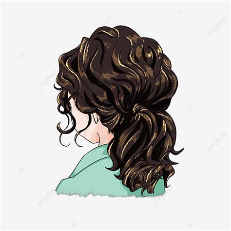 Curly Hair Hd Transparent, Back Curly Hair Clip Art, Lip Drawing, Back, Back View PNG Image For ...