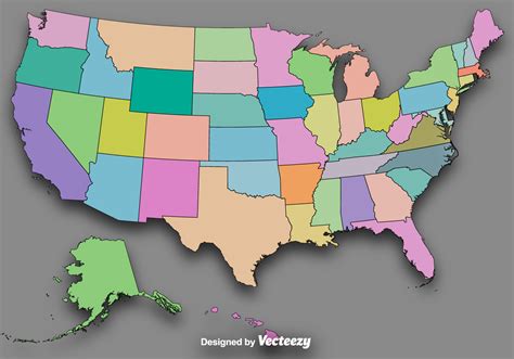 Vector Colorful State Outlines/Vector Map Of The USA - Download Free Vector Art, Stock Graphics ...