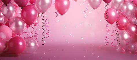 Birthday background with pink balloons confetti and streamers 27105392 ...