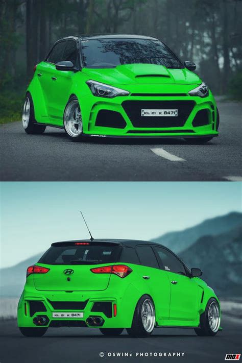 Hyundai i20 Custom green with wide body kit - ModifiedX