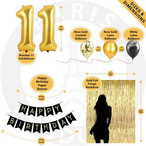 11th Birthday Decorations Party Supplies and Black & Gold - Etsy