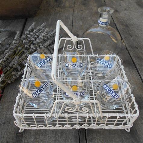 Basket of Six French Ricard Pastis Glasses & Ricard Carafe in | Etsy ...