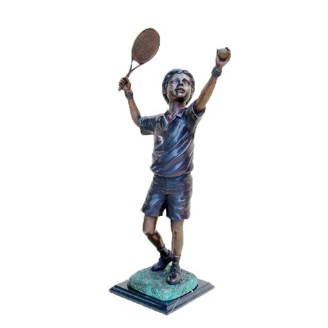 Bronze Boy Playing Tennis Sculpture | Metropolitan Galleries Inc.