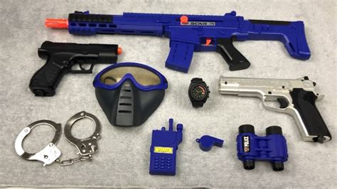 Police Toy Guns Blue Box of Toy Guns Pistols - YouTube