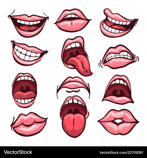 Cartoon mouth set Royalty Free Vector Image - VectorStock