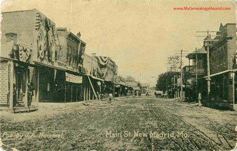 New Madrid, Missouri Main Street, vintage postcard, historic photo ...