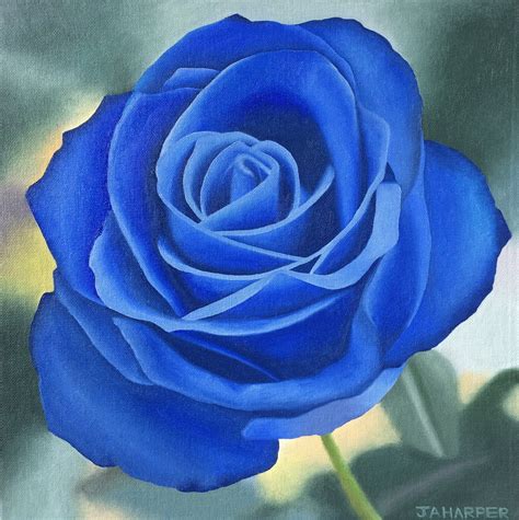 Royal Blue Rose Original Oil Painting on Canvas Small Square | Etsy UK | Rose painting, Blue ...